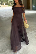 Toledo One-Shoulder Mesh Maxi-Length Dress