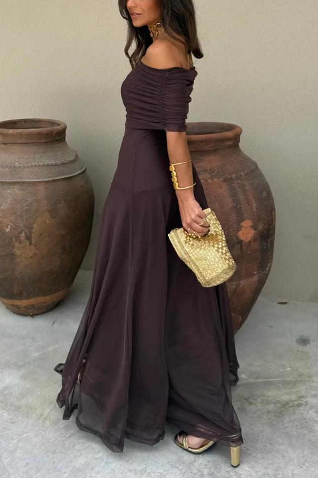 Toledo One-Shoulder Mesh Maxi-Length Dress