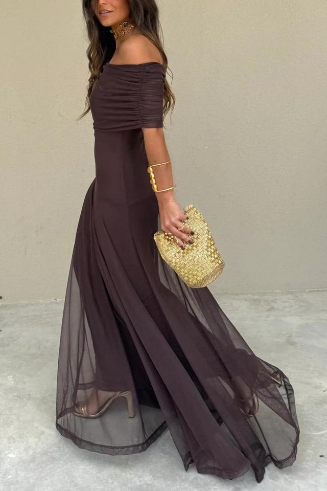 Toledo One-Shoulder Mesh Maxi-Length Dress