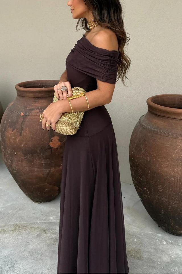 Toledo One-Shoulder Mesh Maxi-Length Dress