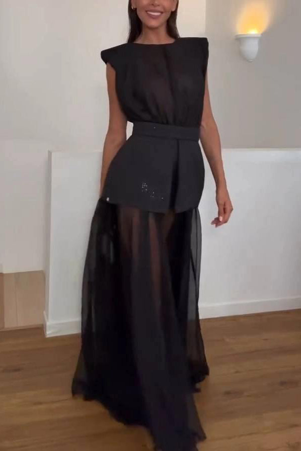 Sheer Mesh Maxi-Length Dress