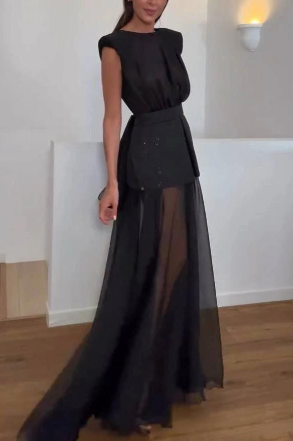Sheer Mesh Maxi-Length Dress