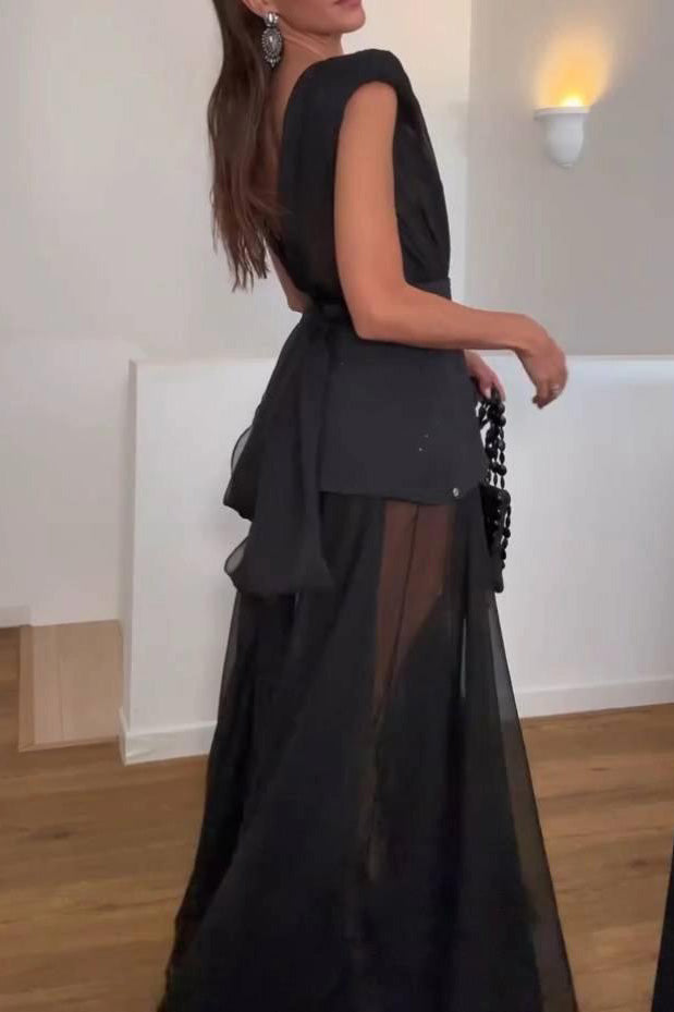 Sheer Mesh Maxi-Length Dress