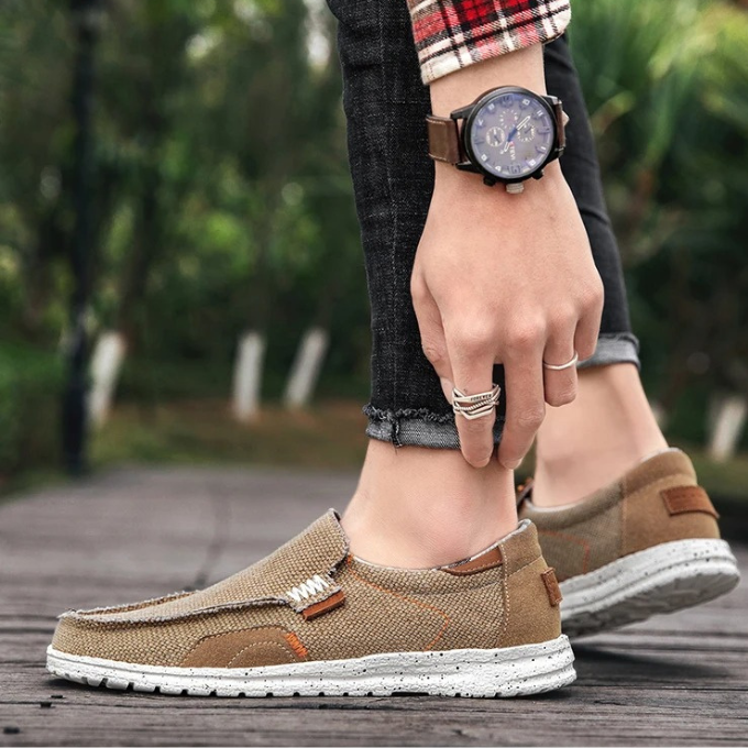 Canvas Slip-On Shoes with Rubber Sole
