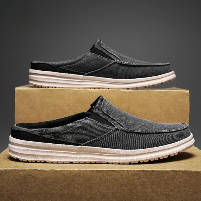 Canvas Mules with Cushioned Sole