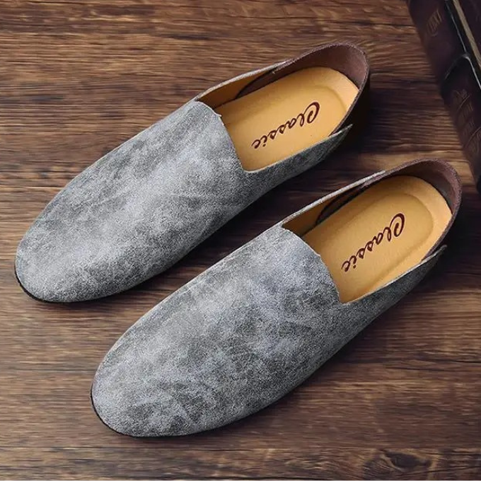 Distressed Leather Loafers with Broken-In Comfort