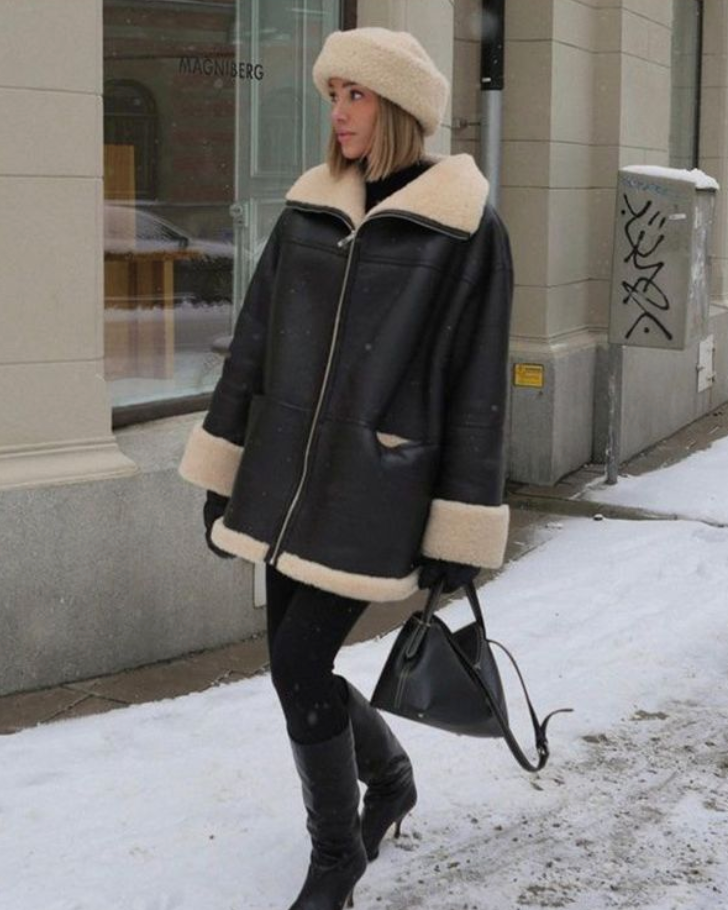Fashionable Leather Jacket with a Modern Silhouette