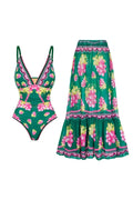 Deep V Cami Maxi-Length Dress Swimwear Set