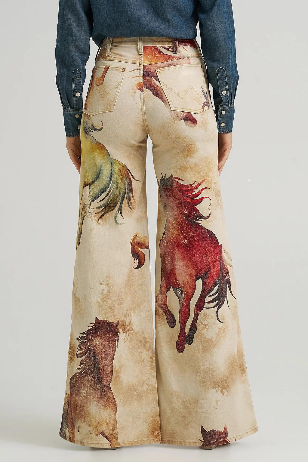Horse - Patterned Flared Denim Jeans