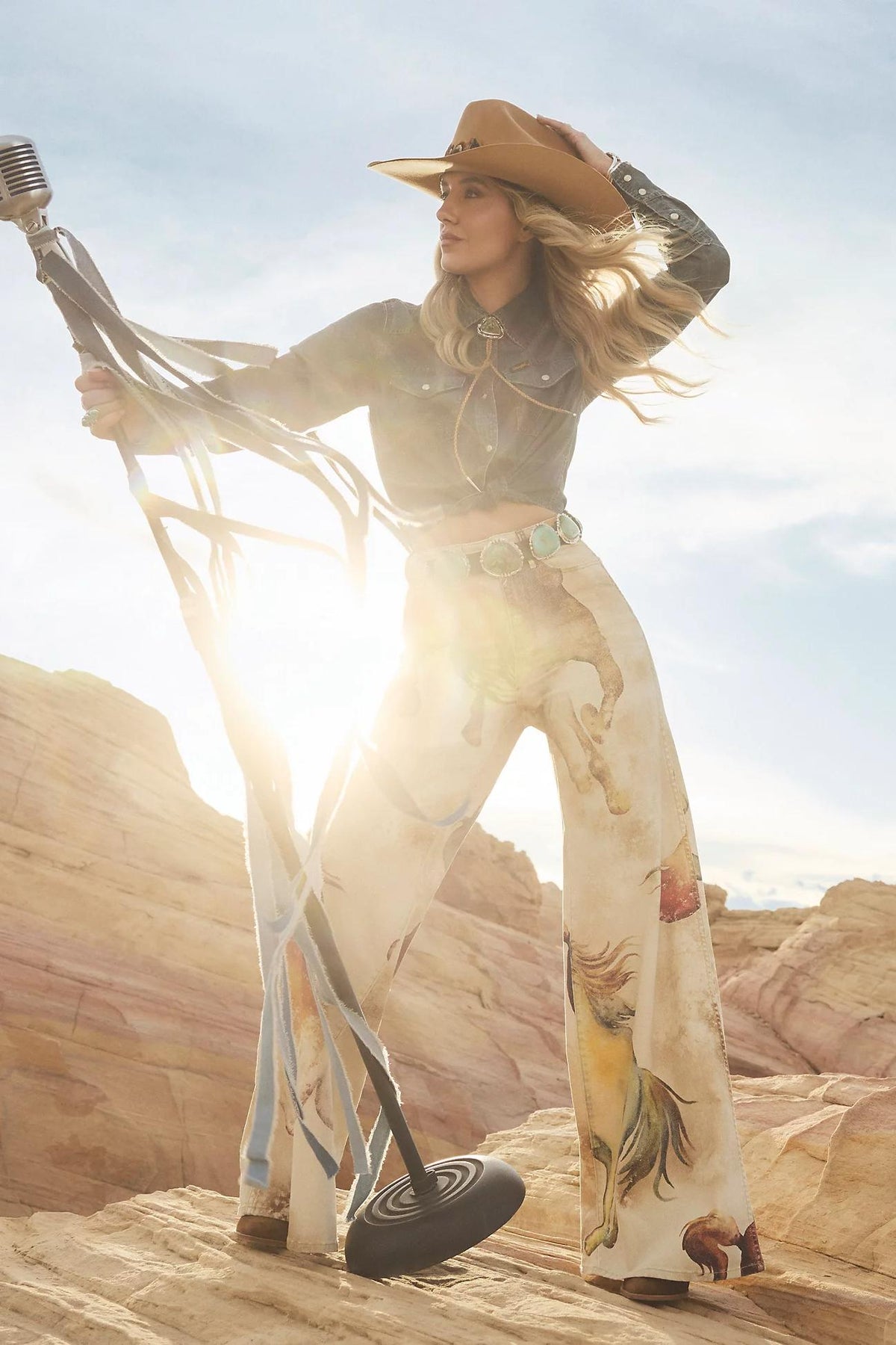 Horse - Patterned Flared Denim Jeans