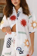 Patterned Relaxed Elasticated Shorts-Set