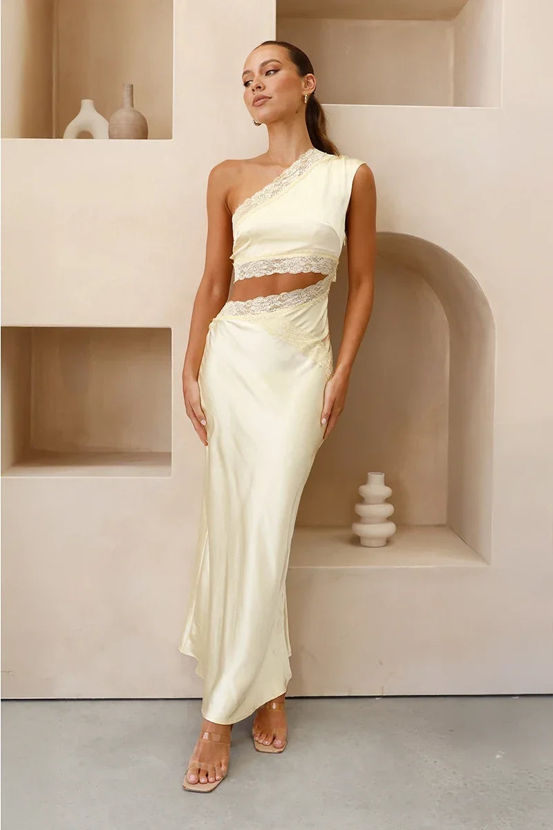 Emily One-Shoulder Maxi-Length Dress - Yellow