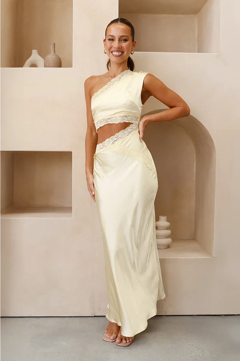 Emily One-Shoulder Maxi-Length Dress - Yellow