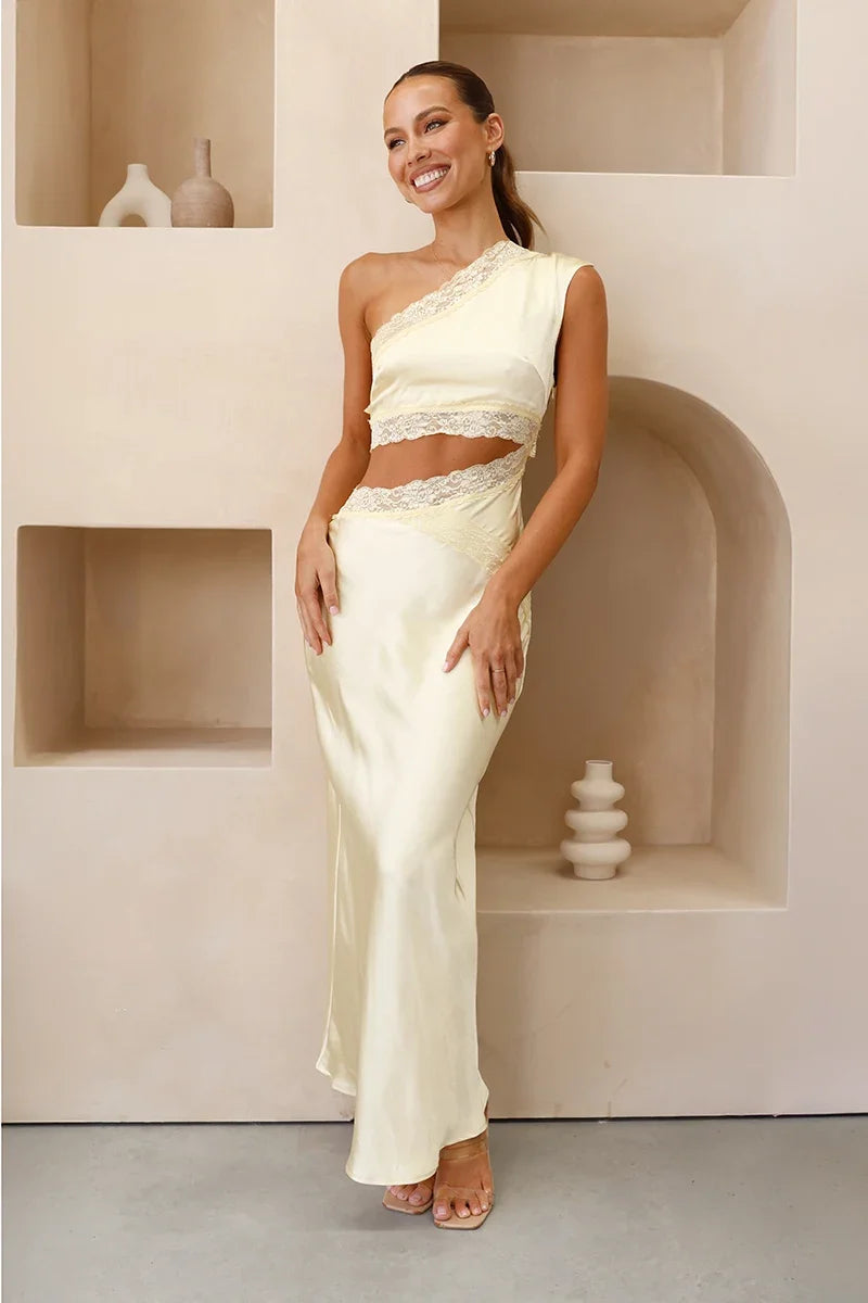Emily One-Shoulder Maxi-Length Dress - Yellow