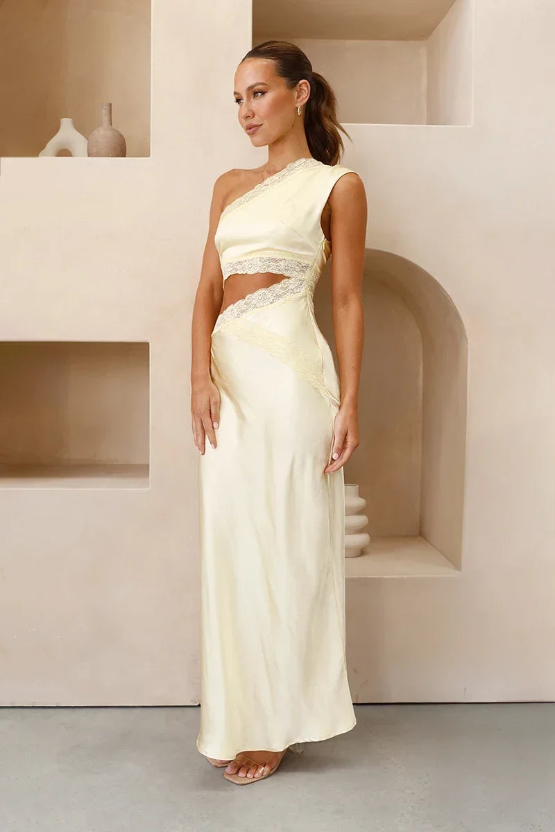 Emily One-Shoulder Maxi-Length Dress - Yellow