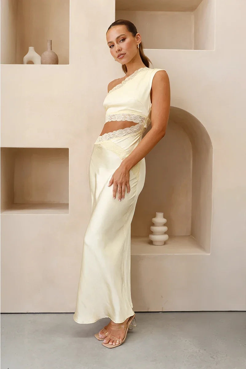 Emily One-Shoulder Maxi-Length Dress - Yellow