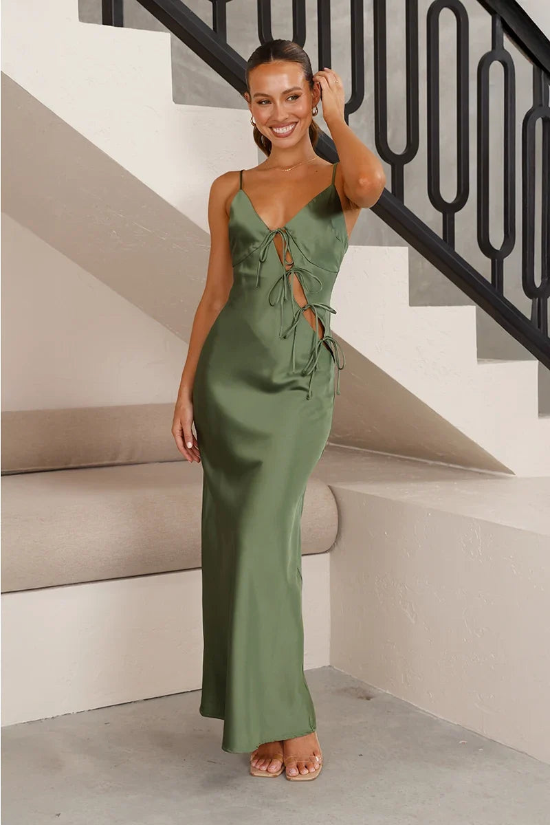 Isadora Maxi-Length Dress - Olive