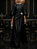 Black Luxe Satin Maxi-Length Dress