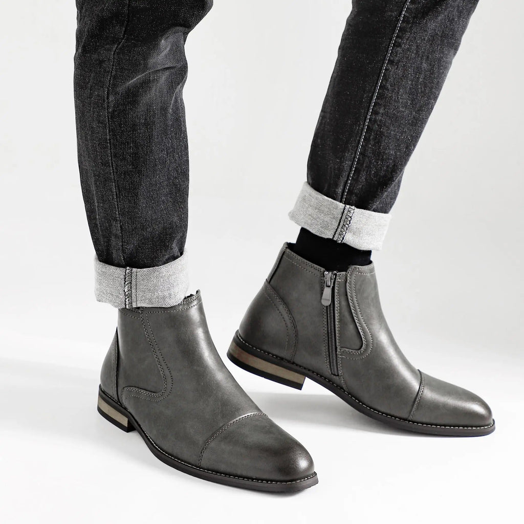 Chelsea Boots with Cap-Toe Detail