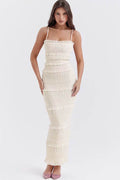 Orchid Pleated Trimed Slip Maxi-Length Dress