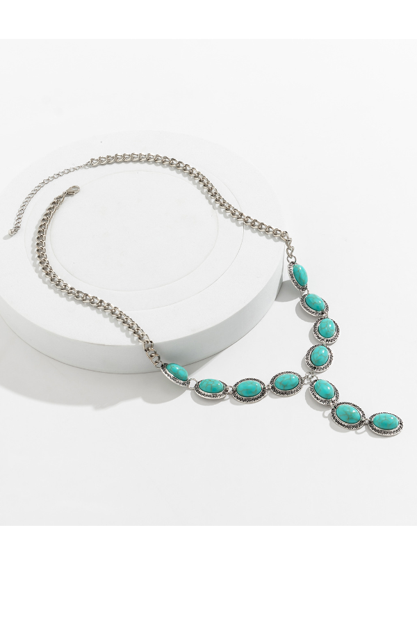 Statement Pendant Loop Turquoise Necklace