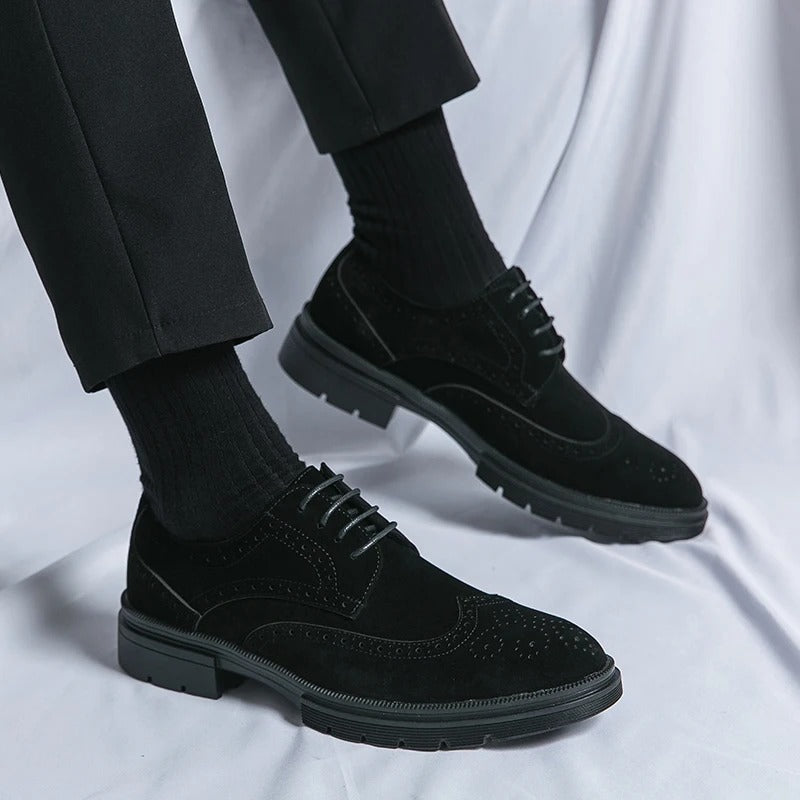 Suede Brogue Shoes with Cushioned Insole