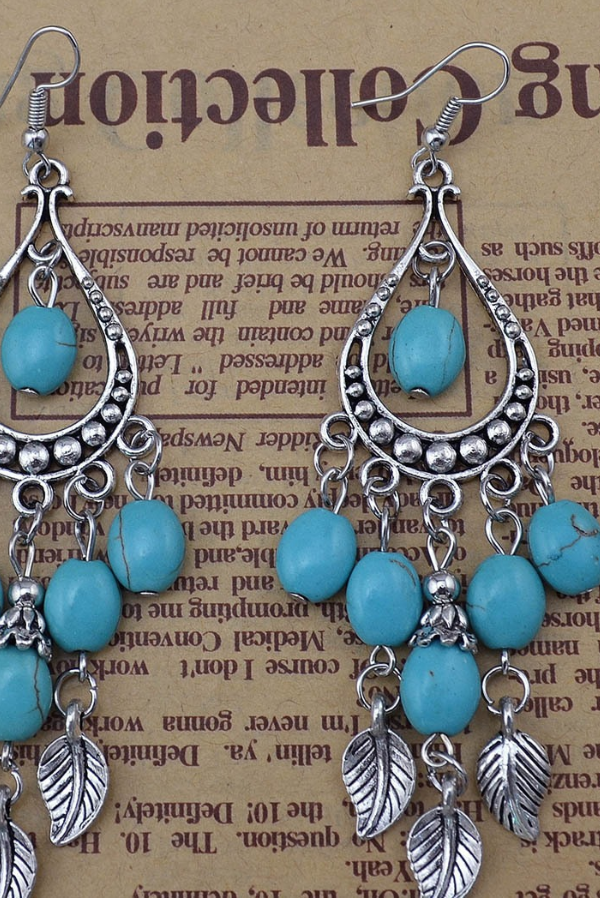 Women's Western Retro Turquoise Pendant Earrings