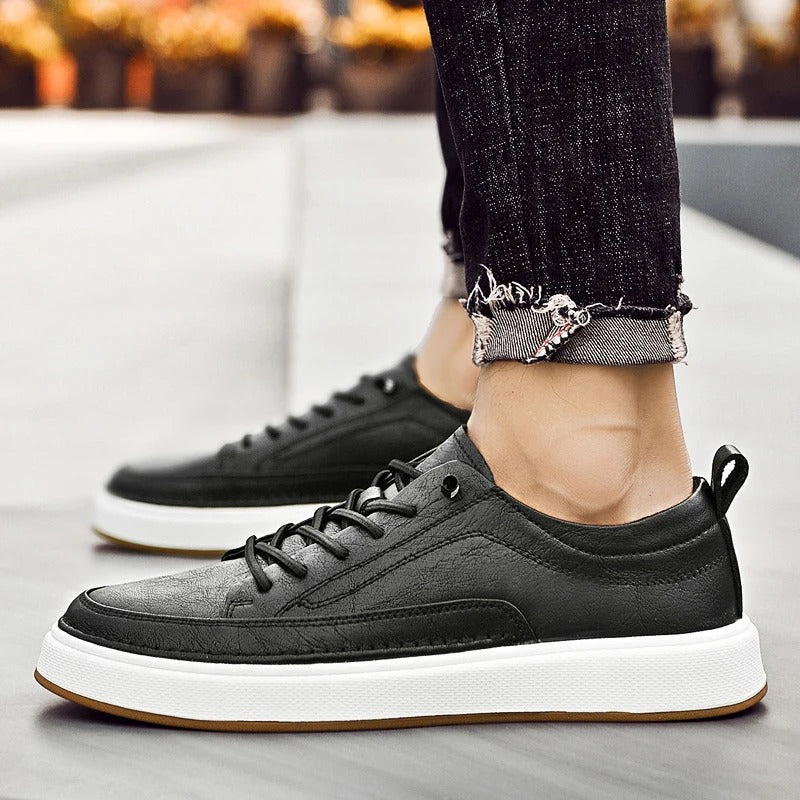 Cowhide Leather Sneakers with Lightweight Construction