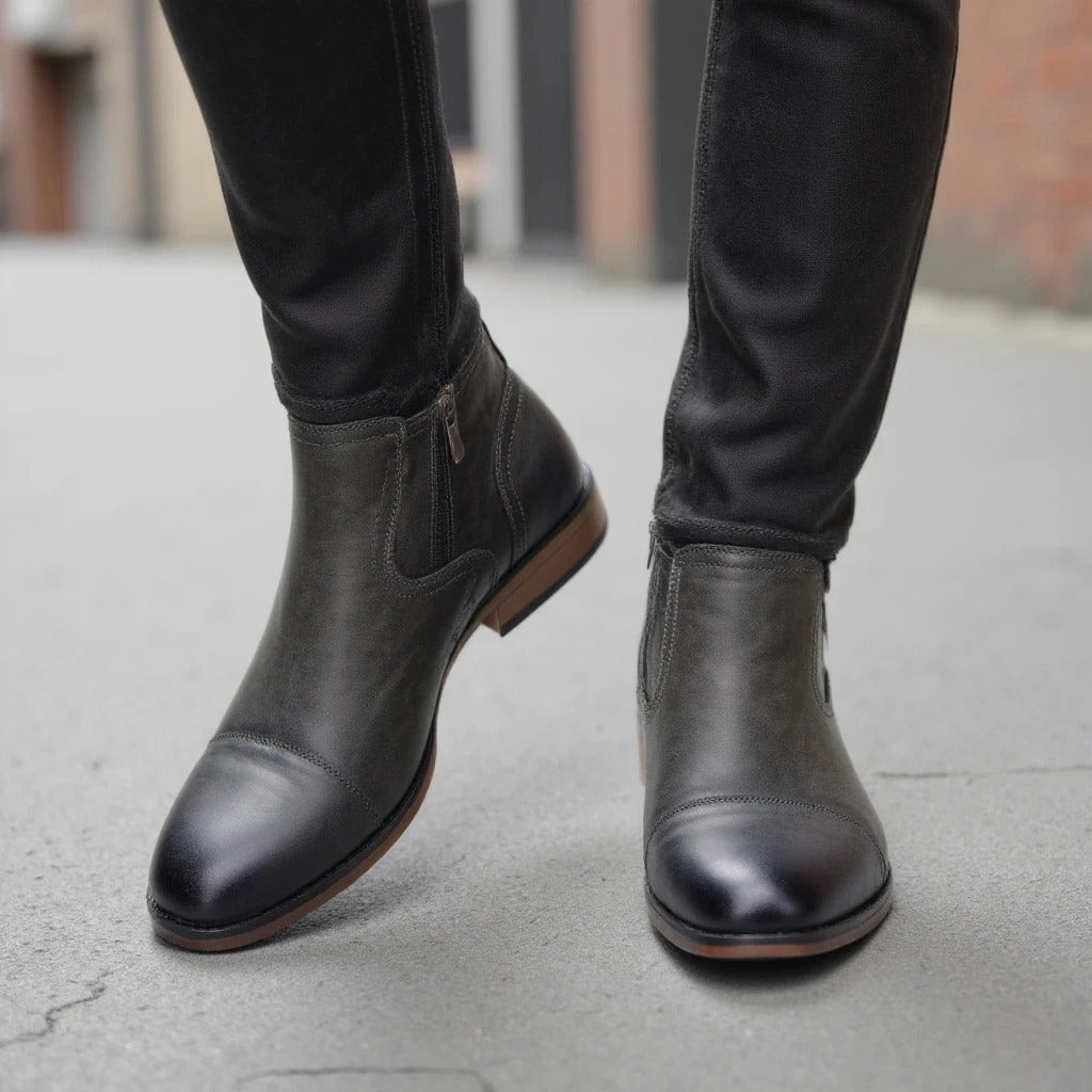Chelsea Boots with Cap-Toe Detail