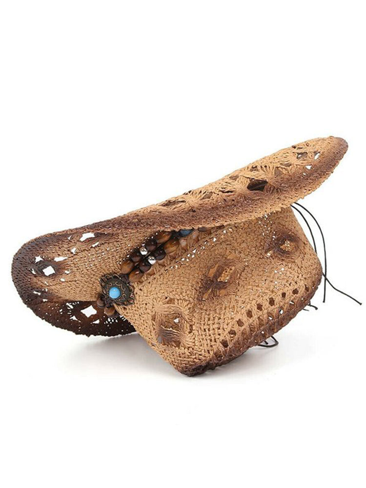 Western Retro Denim Hollow Hat