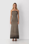 Adela Sleeveless Strip Knit Maxi-Length Dress