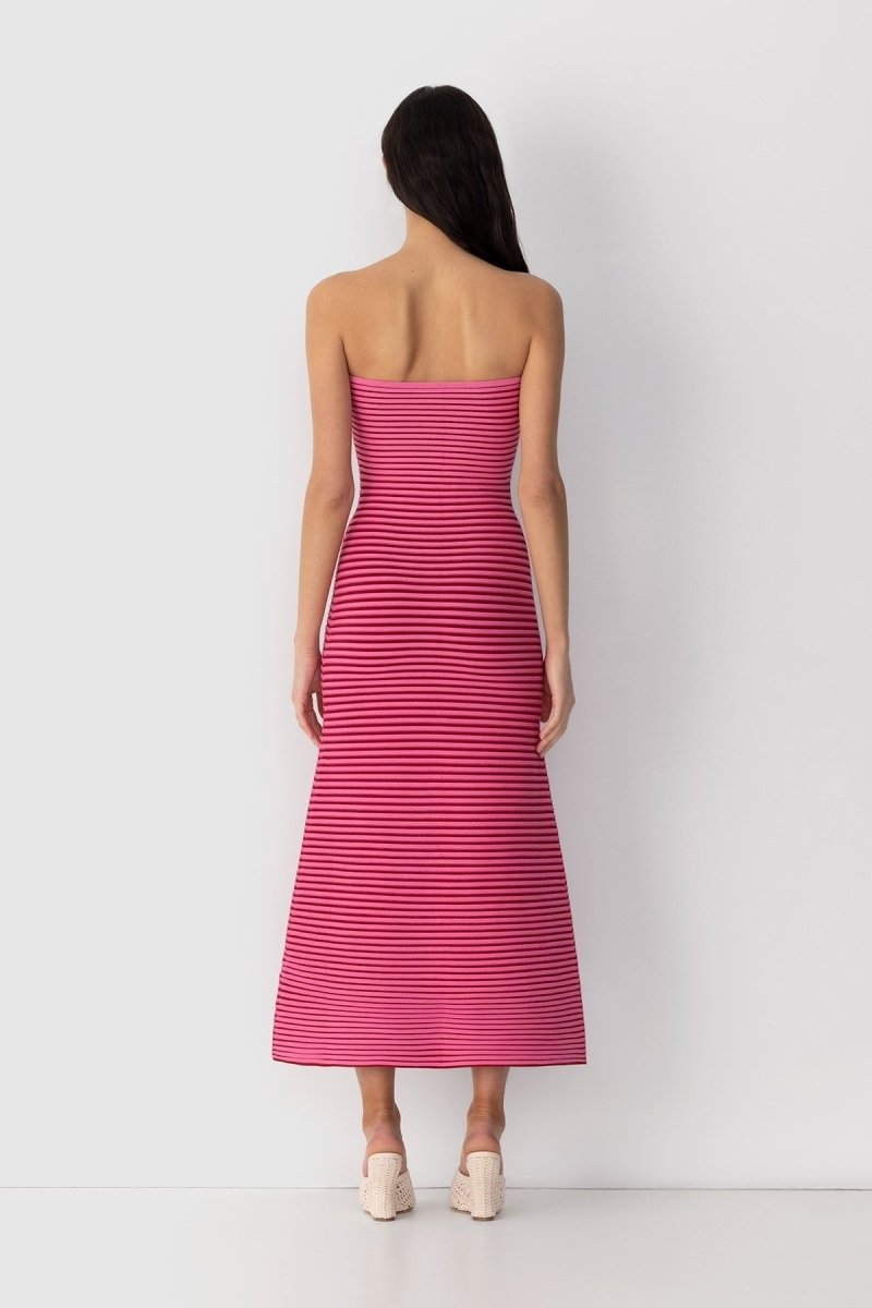 Adela Sleeveless Strip Knit Maxi-Length Dress