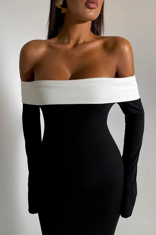 Modern Aeris Off-shoulder Maxi Knit Dress