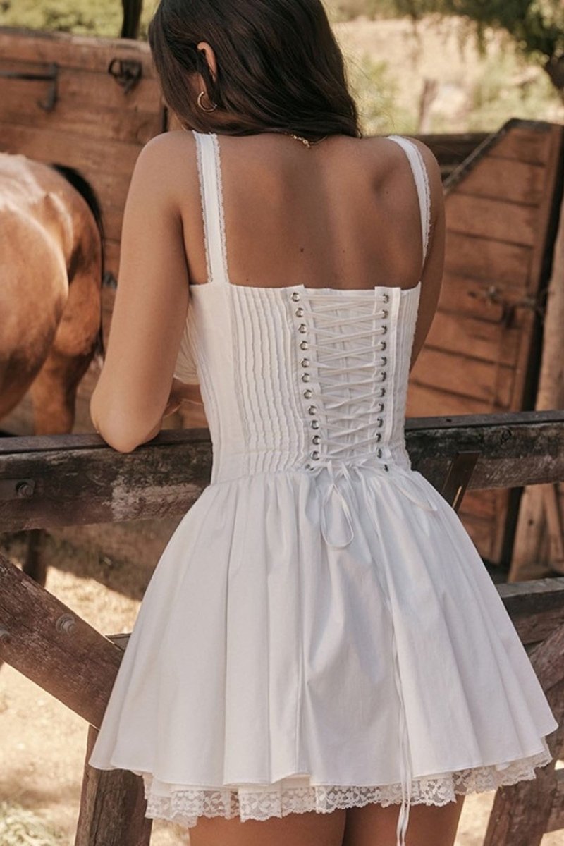Modern Agnes Lace Corset Mini Puff Dress
