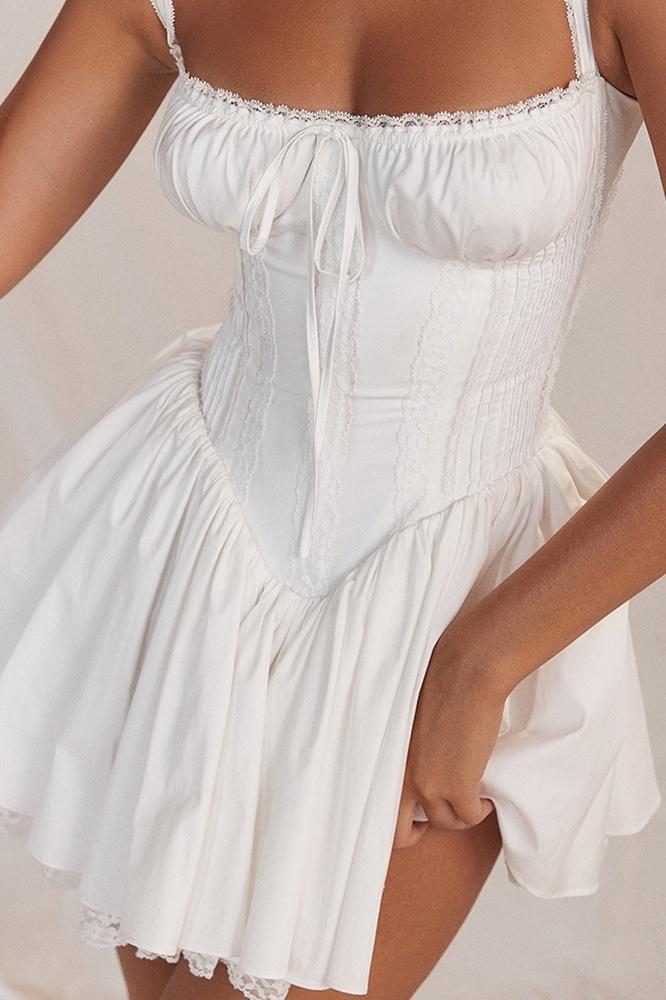 Modern Agnes Lace Corset Mini Puff Dress