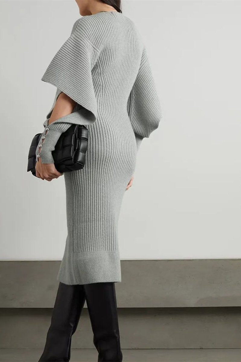 Modern Alberta Cut-out Batwing Sleeve Midi Knit Dress