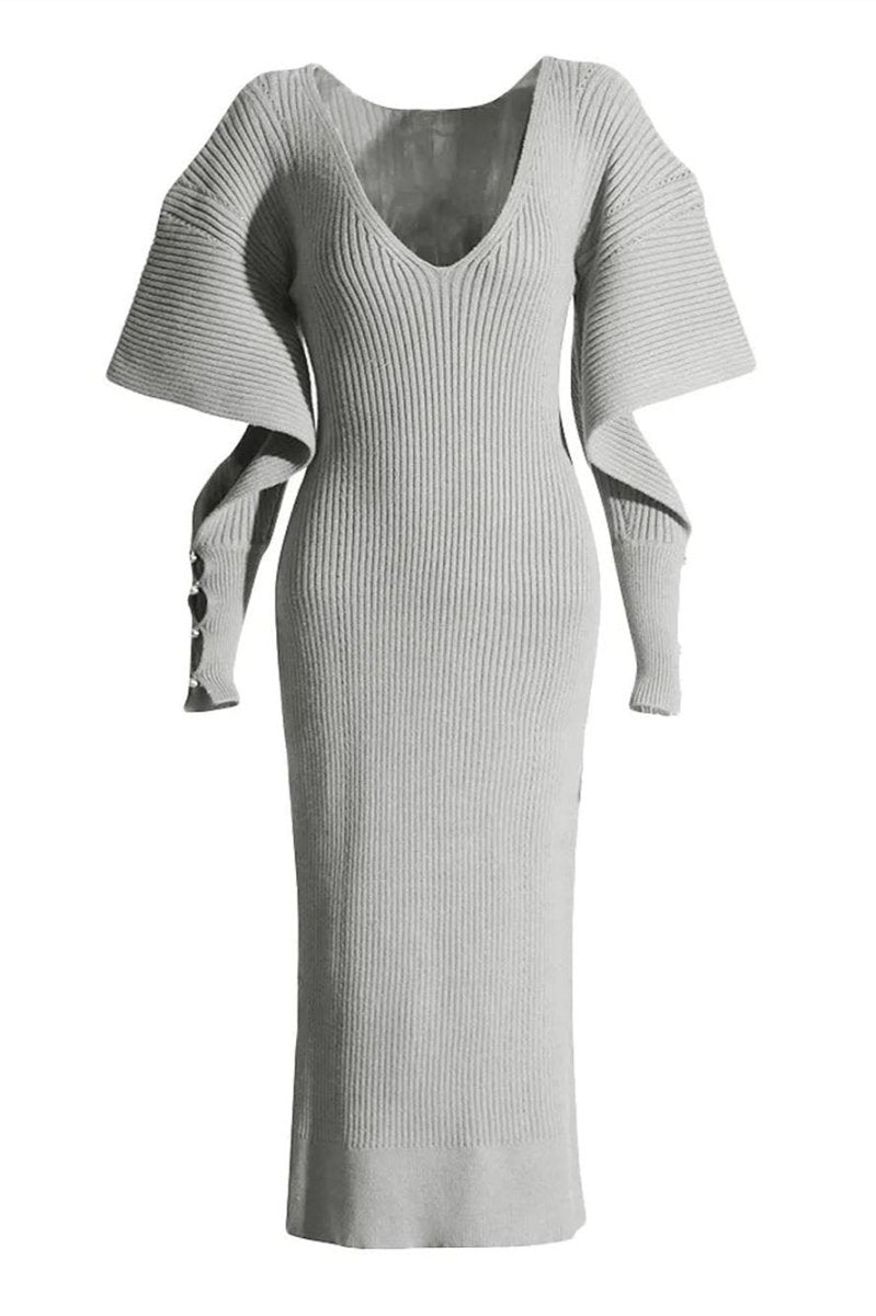 Modern Alberta Cut-out Batwing Sleeve Midi Knit Dress
