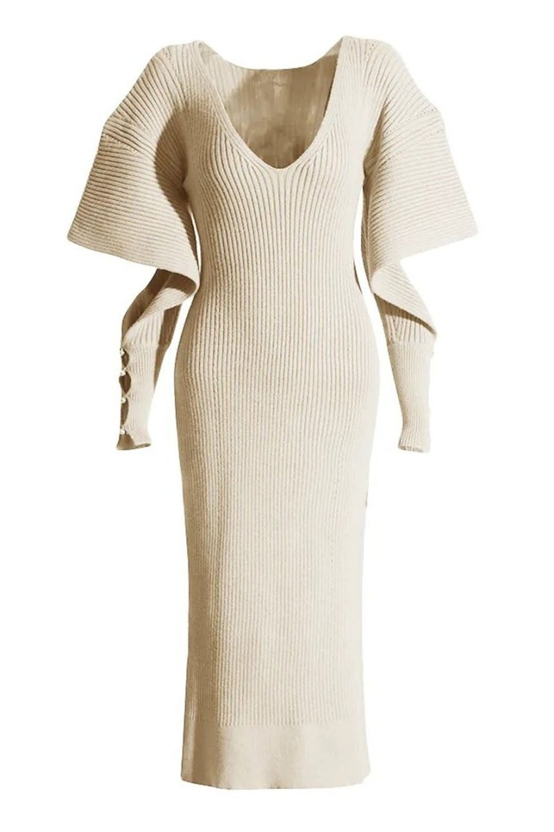 Modern Alberta Cut-out Batwing Sleeve Midi Knit Dress