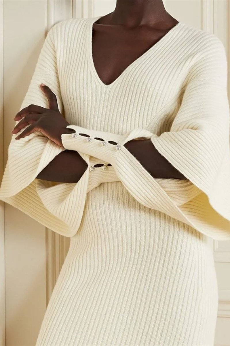 Modern Alberta Cut-out Batwing Sleeve Midi Knit Dress