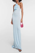 Alexia Halterneck Flower-Applique Maxi-Length Dress