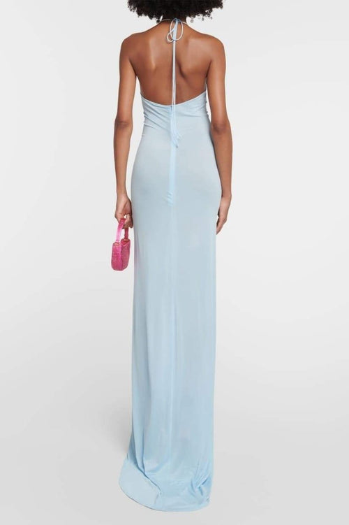 Alexia Halterneck Flower-Applique Maxi-Length Dress