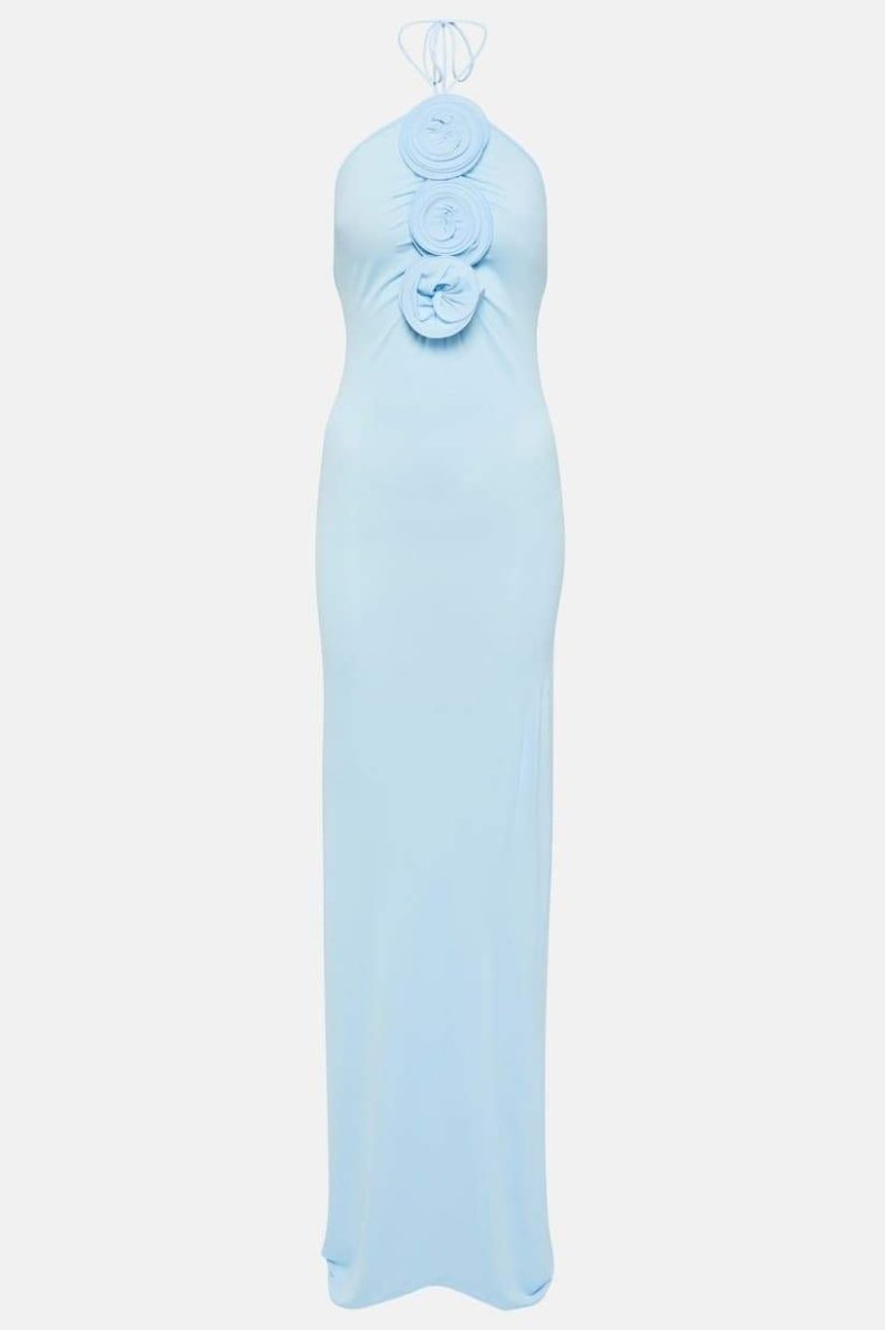 Alexia Halterneck Flower-Applique Maxi-Length Dress
