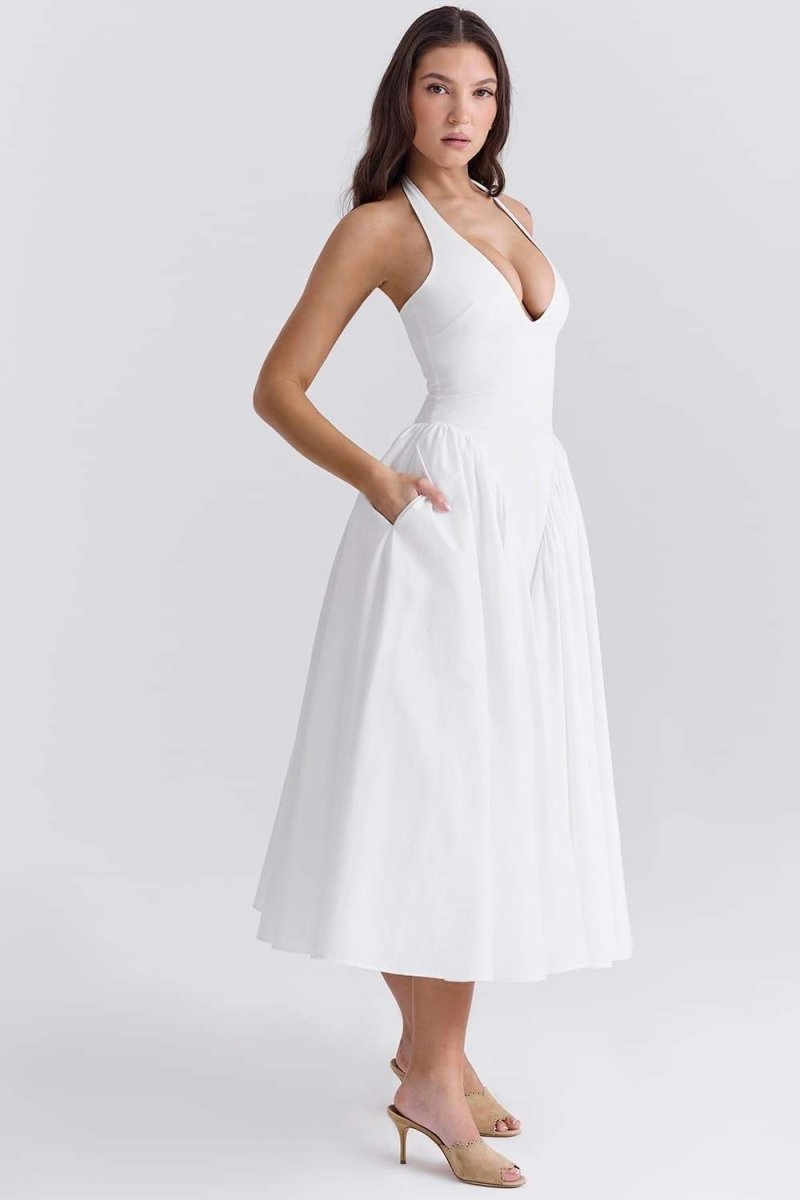 Alice Halterneck Open Back Midi-Length Dress