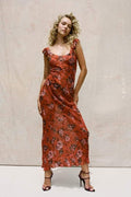 Alison Flower Patterned U-Neck Maxi-Length Dress