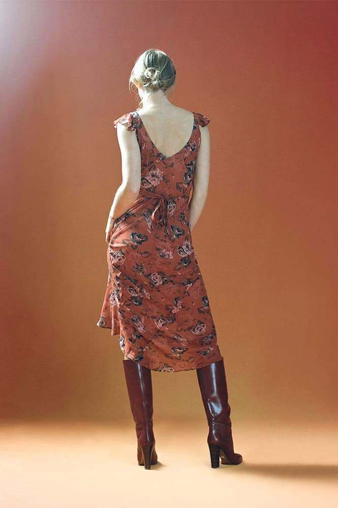 Alison Flower Patterned U-Neck Maxi-Length Dress