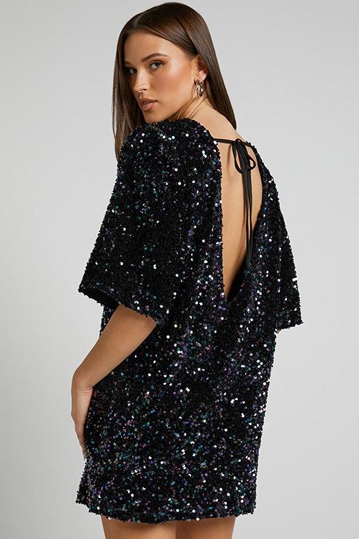 Alma Sequins Open-Back Mini-Length Dress