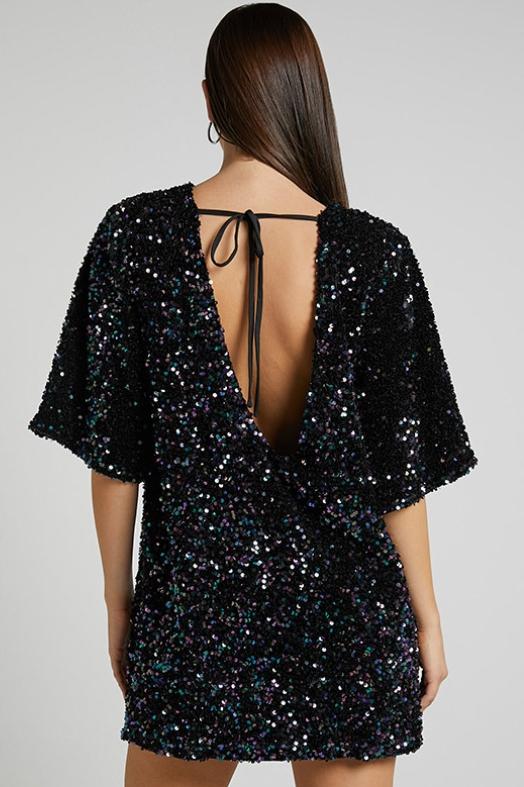 Alma Sequins Open-Back Mini-Length Dress