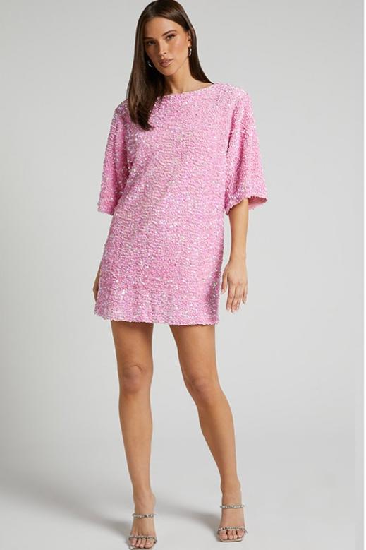 Alma Sequins Open-Back Mini-Length Dress