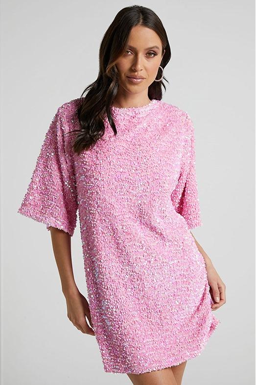 Alma Sequins Open-Back Mini-Length Dress
