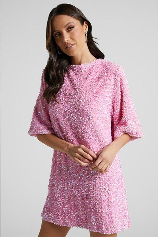 Alma Sequins Open-Back Mini-Length Dress